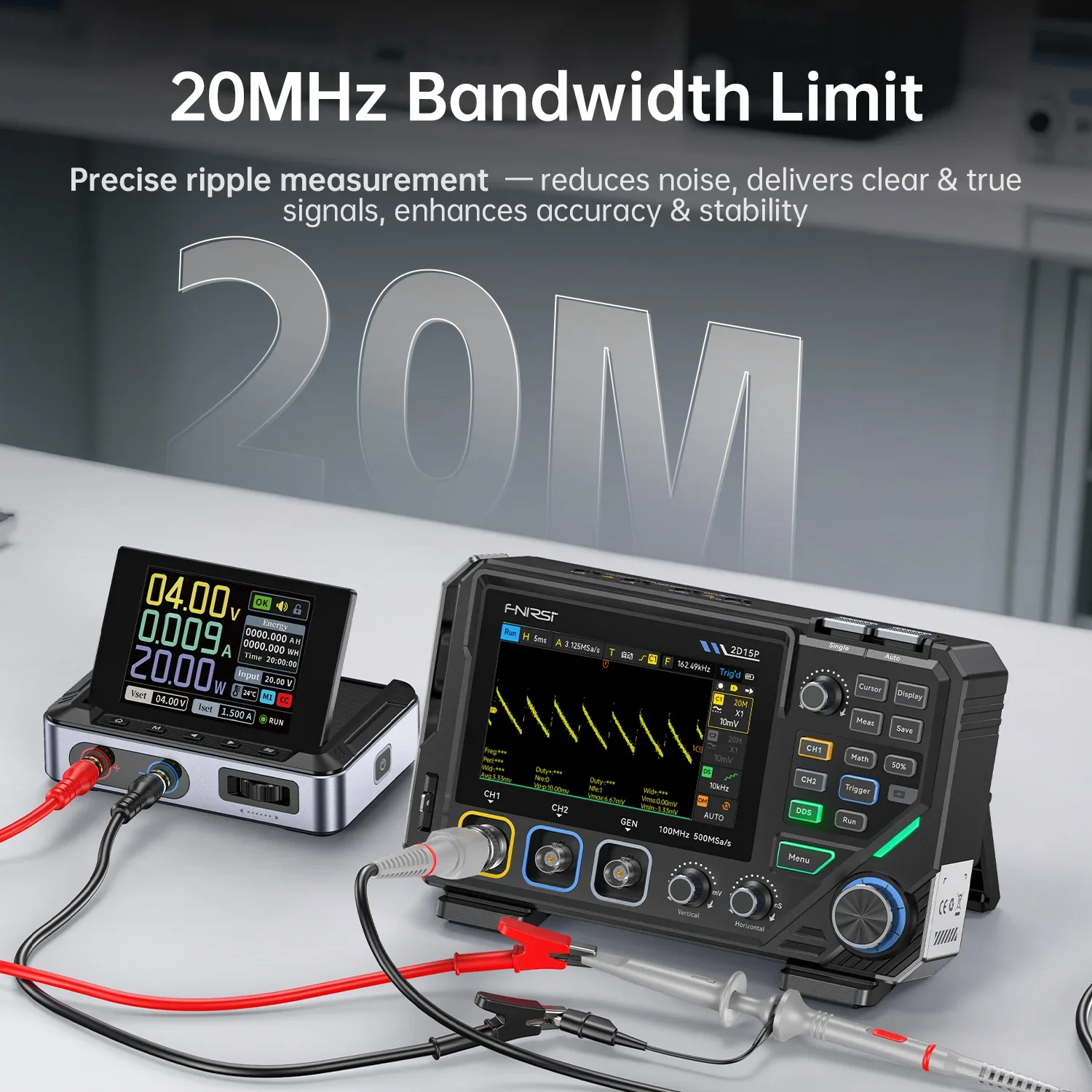 FNIRSI® 2D15P 3-in-1 Benchtop 2CH 100MHz Phosphor Oscilloscope Multimeter - Image 6
