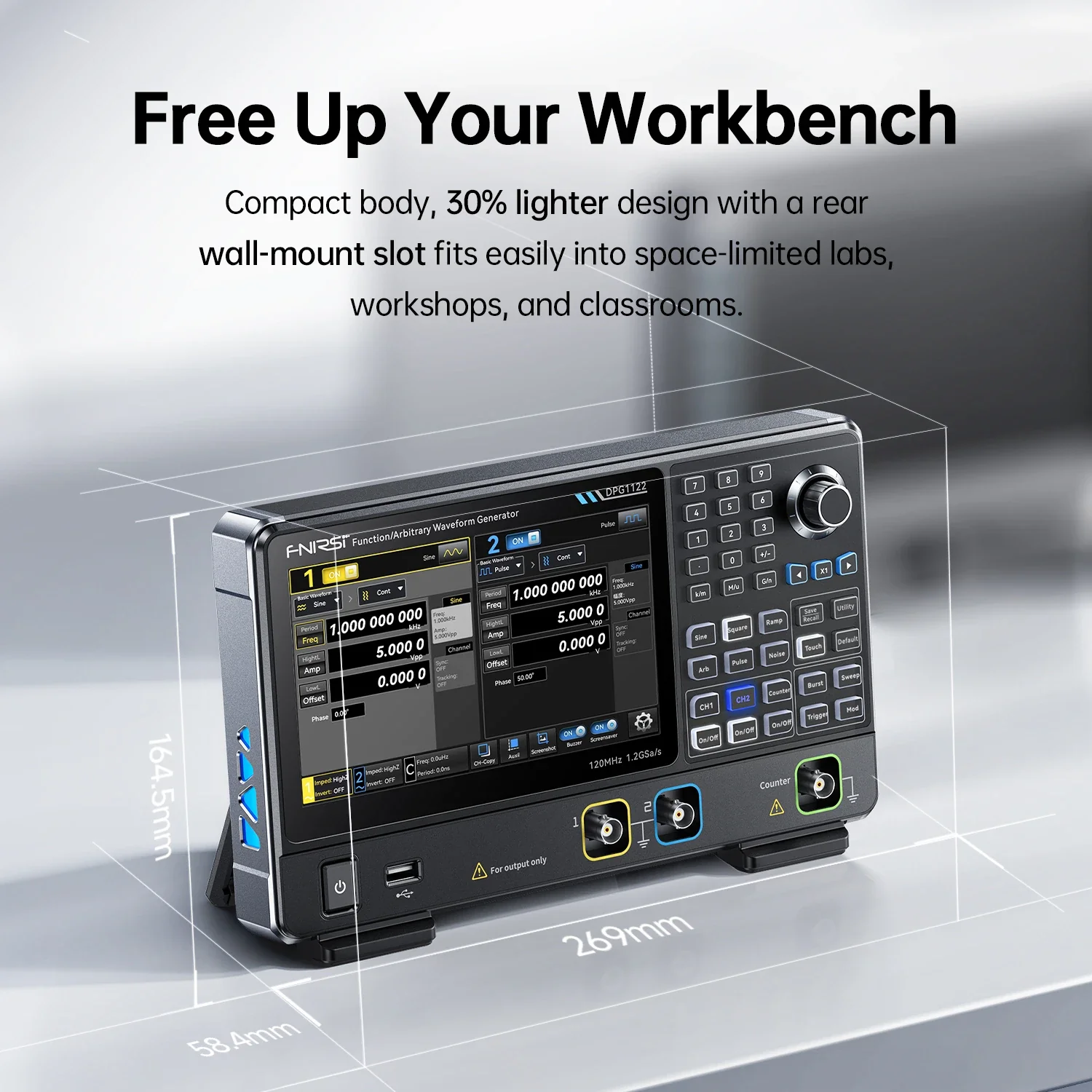 FNIRSI® DPG1122 120MHz 1.2GSa/s Dual Channel Function Arbitrary Waveform Generator - Image 7