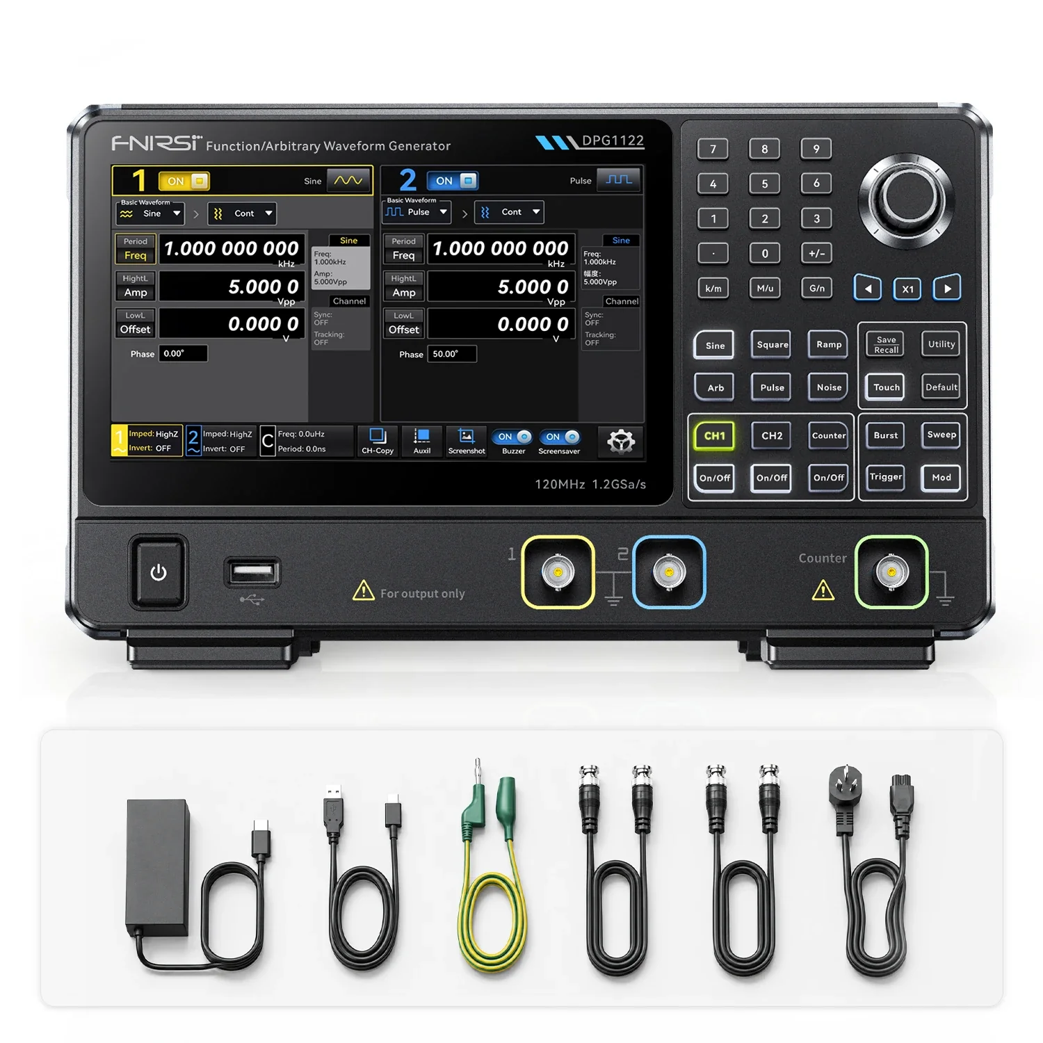 FNIRSI® DPG1122 120MHz 1.2GSa/s Dual Channel Function Arbitrary Waveform Generator - Image 8