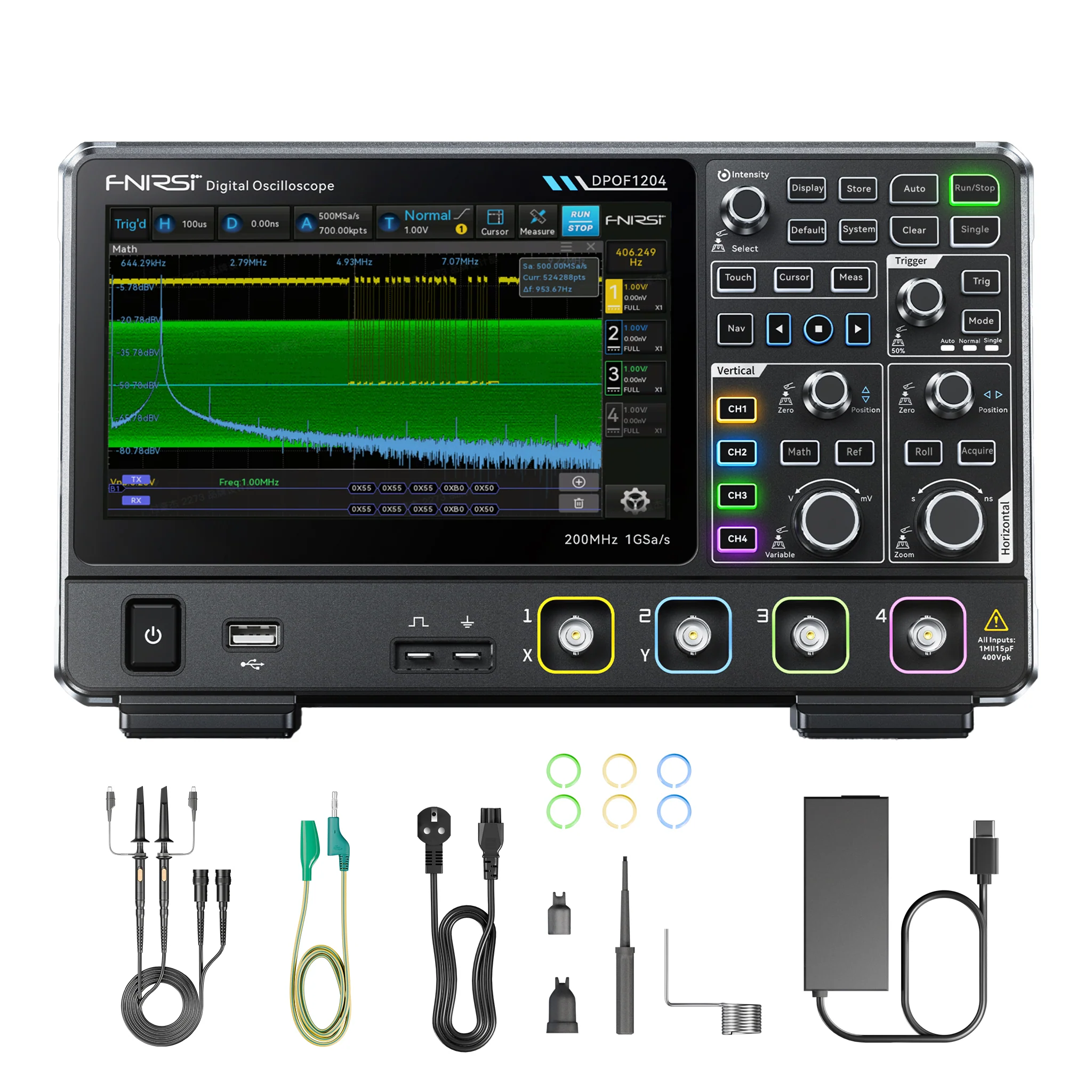 FNIRSI® DPOF1204 Analog 4CH 200MHz 1GSa/s Digital Phosphor Oscilloscope - Image 7