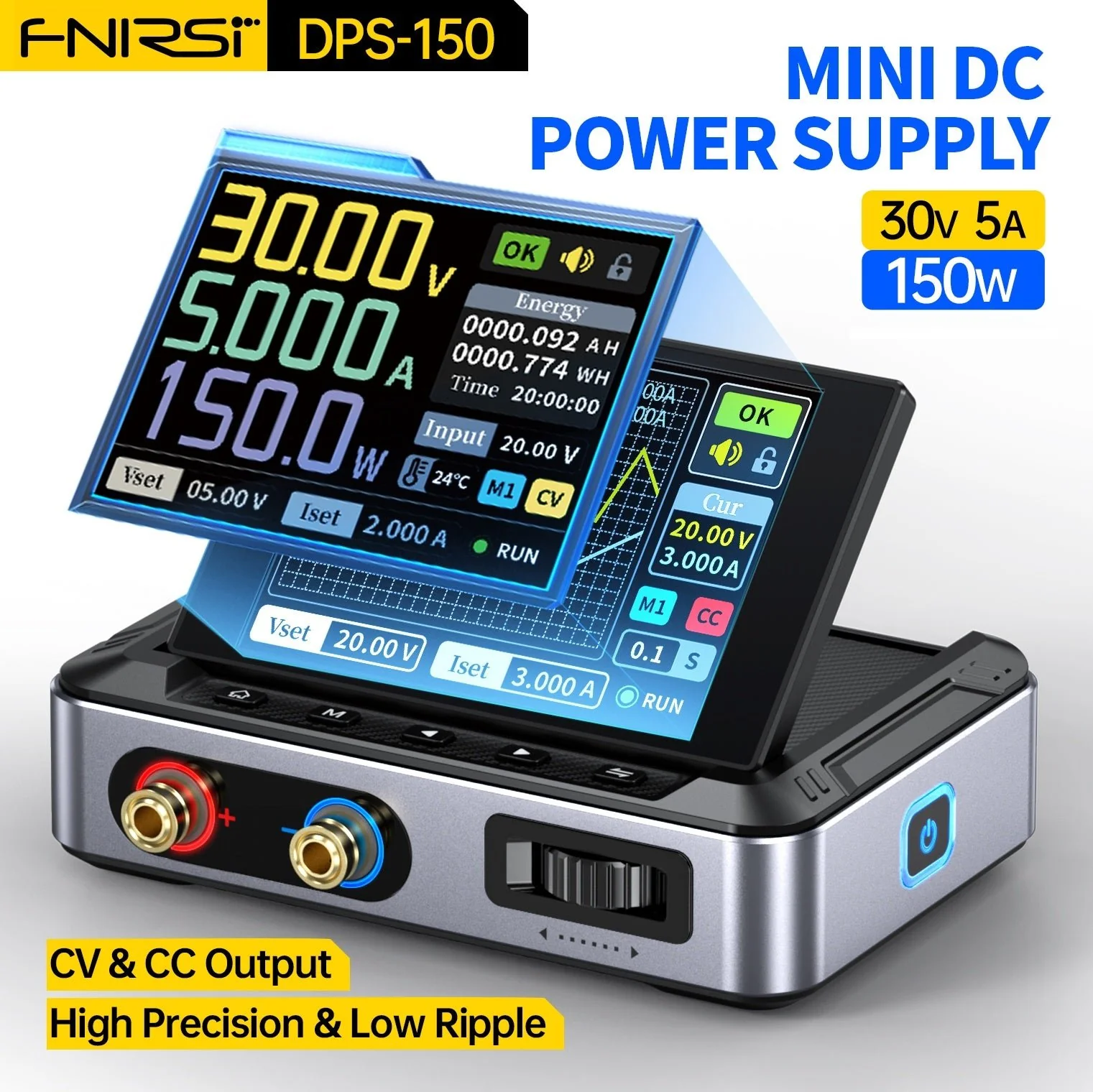 FNIRSI® DPS-150 Mini DC Adjustable CNC Programmable Regulated Switching Power Supply - Image 2