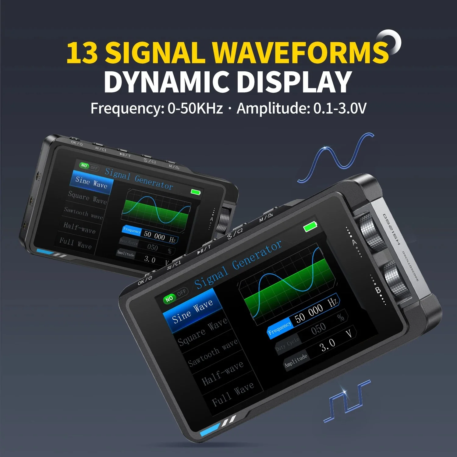 FNIRSI® DS215H 2-IN-1 50MHz 250MS/s Dual Channel Digital Oscilloscope DDS Function Singal Generator - Image 6
