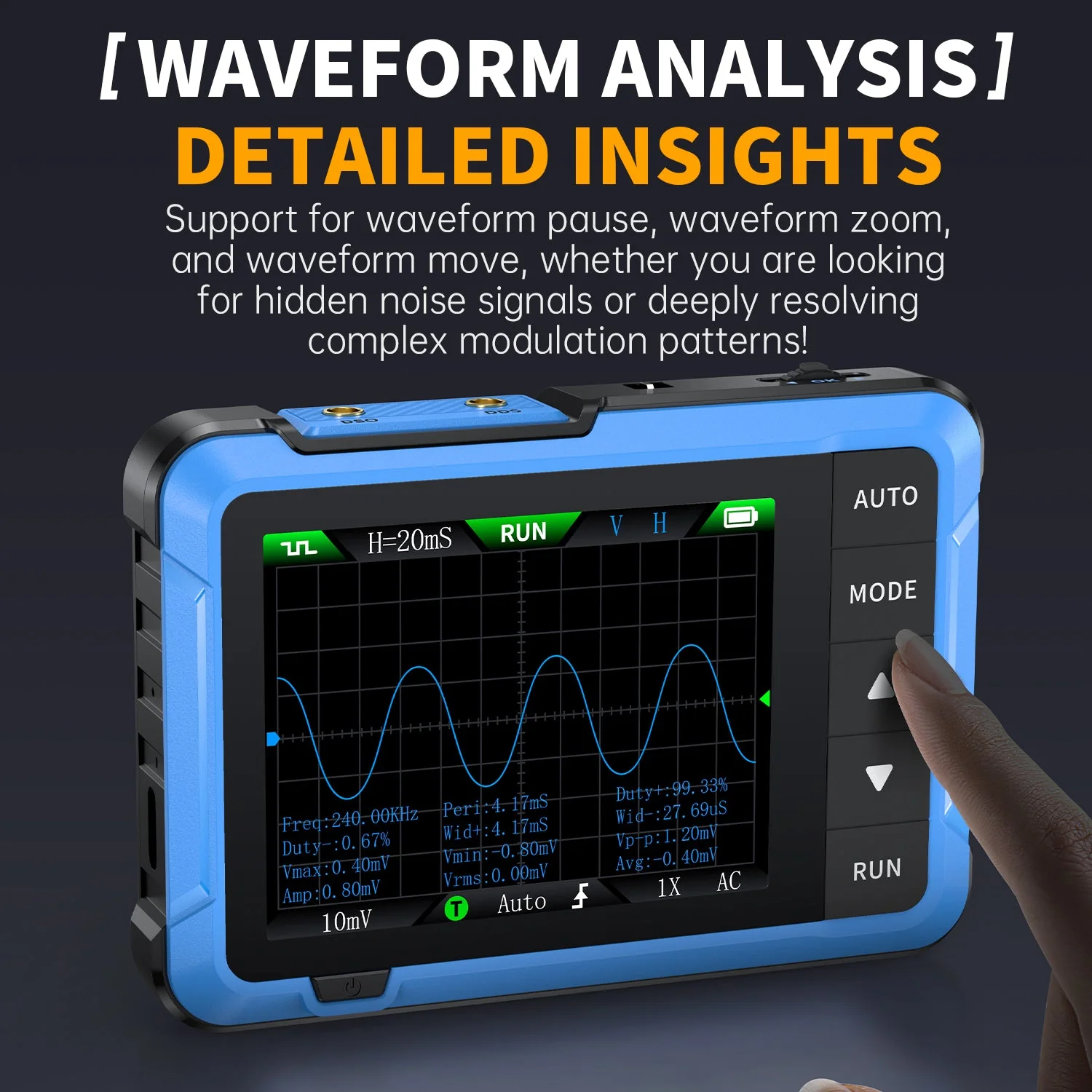 FNIRSI® DSO-510 10MHz 48MS/s Mini Handheld Digital Oscilloscope Signal Generator - Image 4