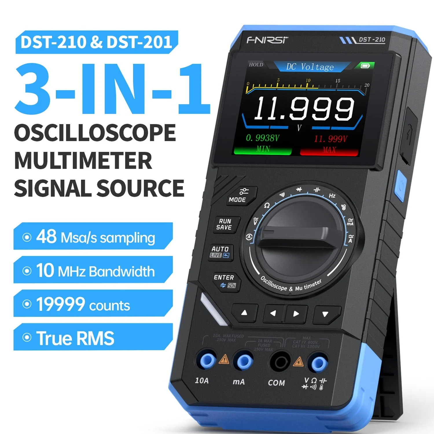 FNIRSI® DST-210 / DST-201 Handheld 3-IN-1 Multimeter Oscilloscope Signal Generator - Image 2
