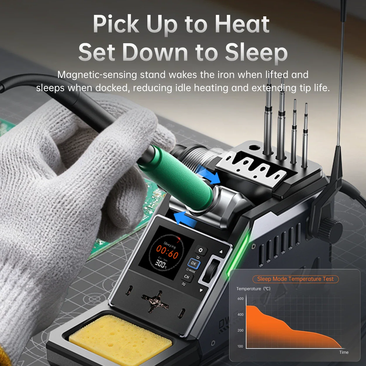 FNIRSI® DWS-P2 100W Portable Soldering Station, 18650 Battery, 212℉~842℉ - Image 8