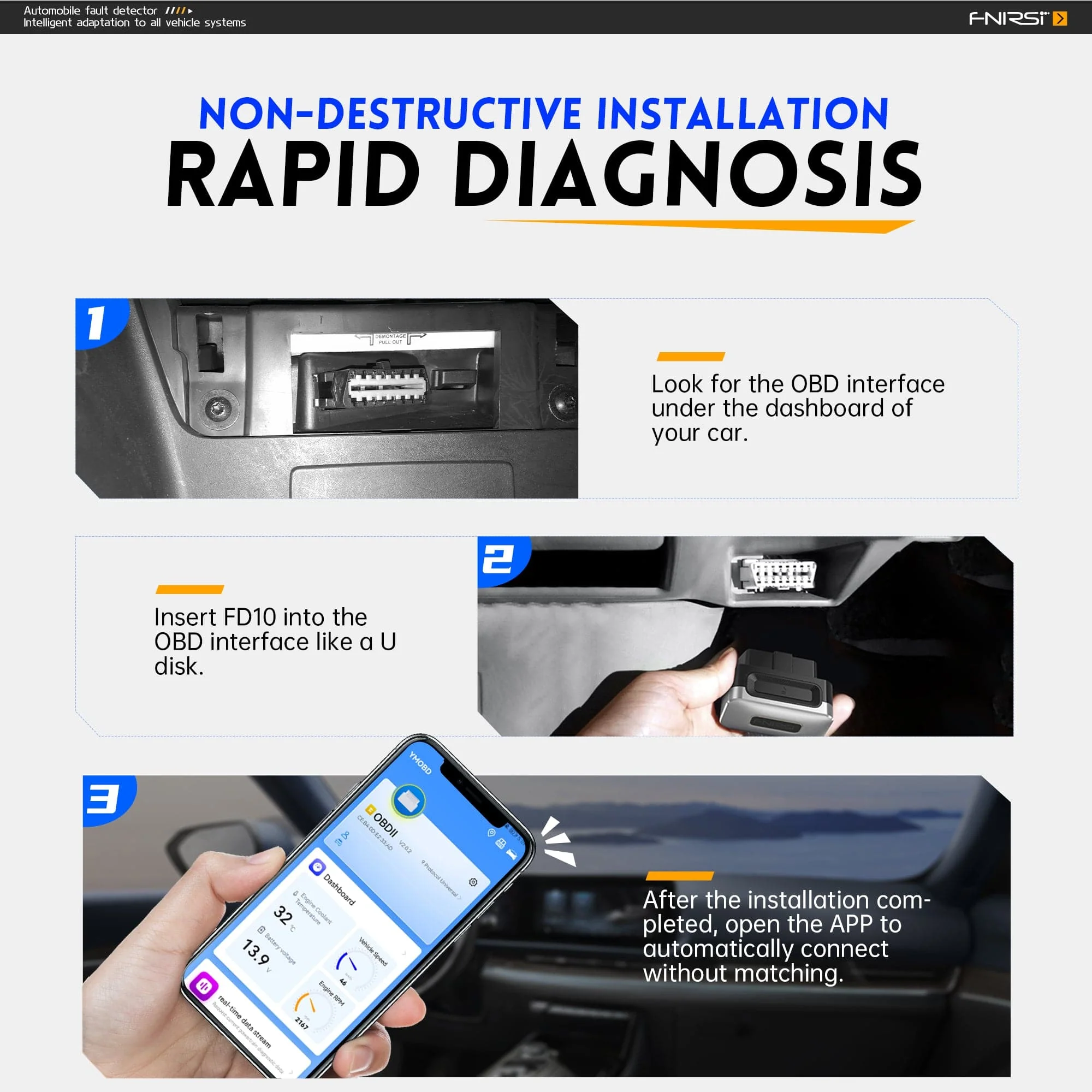 FNIRSI® FD10 Car OBD2 Scanner Clear Error OBD Diagnostic Tool - Image 5