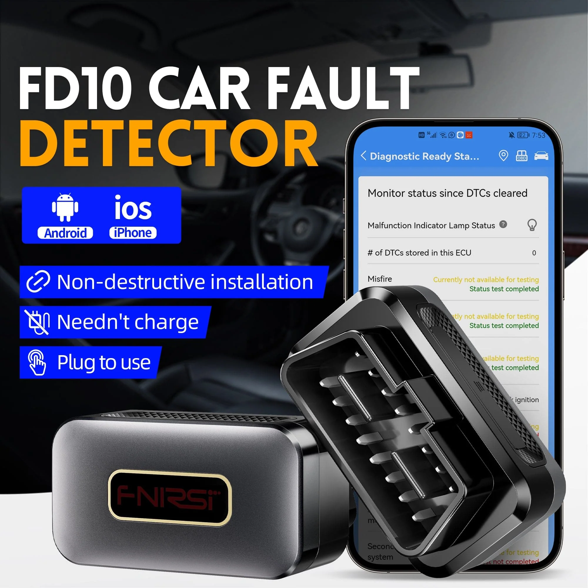 FNIRSI® FD10 Car OBD2 Scanner Clear Error OBD Diagnostic Tool - Image 6