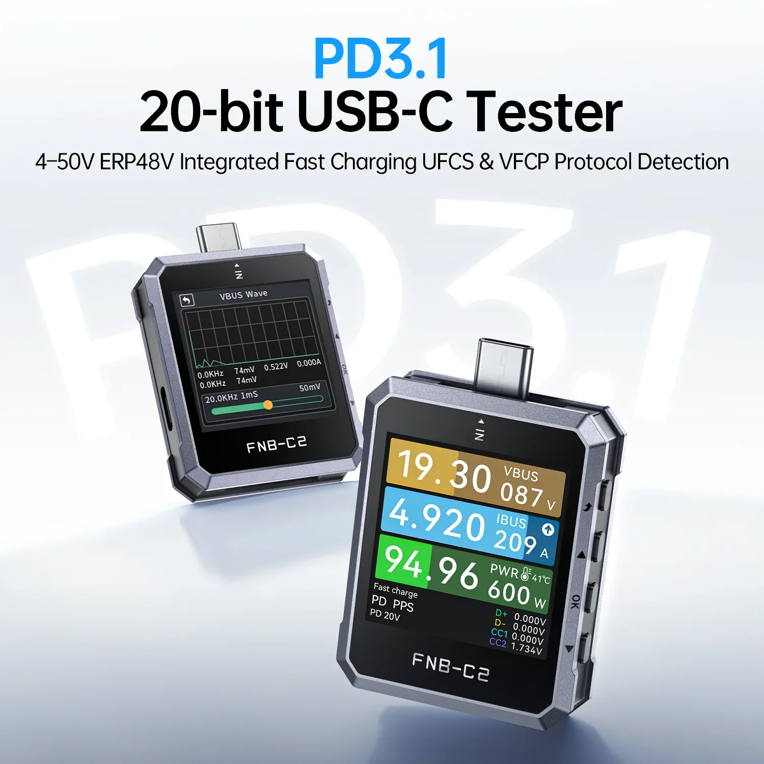 FNIRSI® FNB-C2 USB PD 3.1 Type-C Fast Charging Tester - Image 3