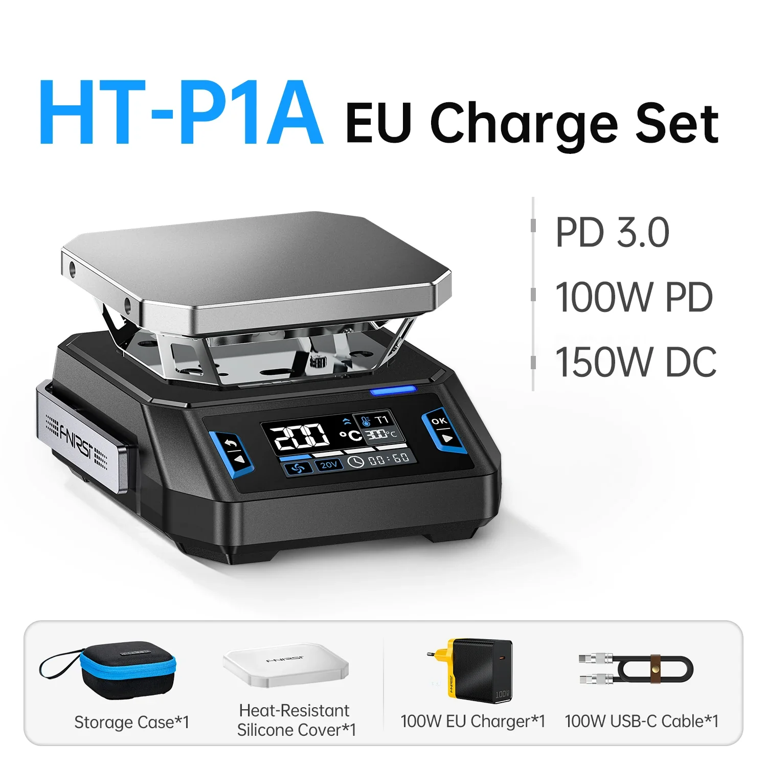 FNIRSI® HT-P1 Mini Hot Plate Dual Mode Reflow & Heating Station, 150W 100–350°C, DC/USB-C PD - Image 10