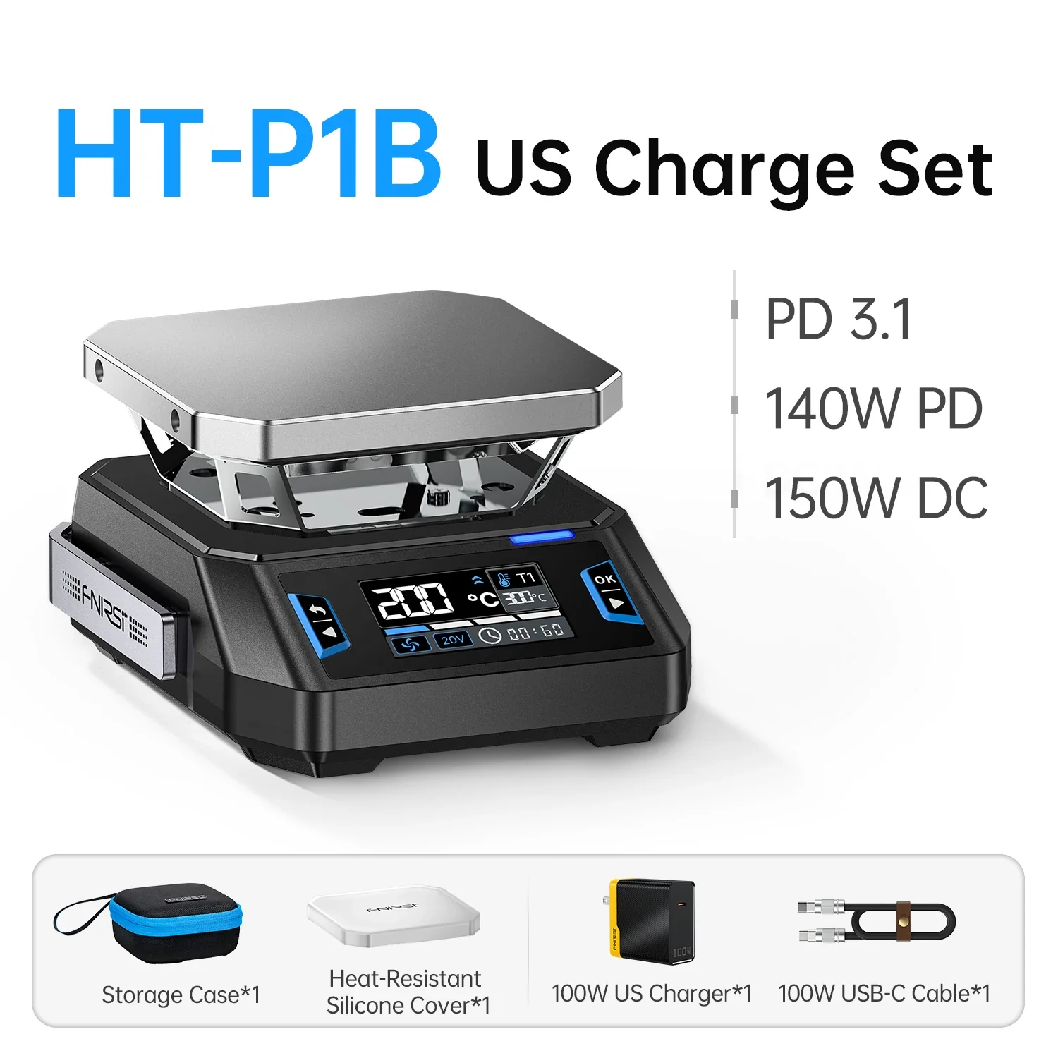 FNIRSI® HT-P1 Mini Hot Plate Dual Mode Reflow & Heating Station, 150W 100–350°C, DC/USB-C PD - Image 13