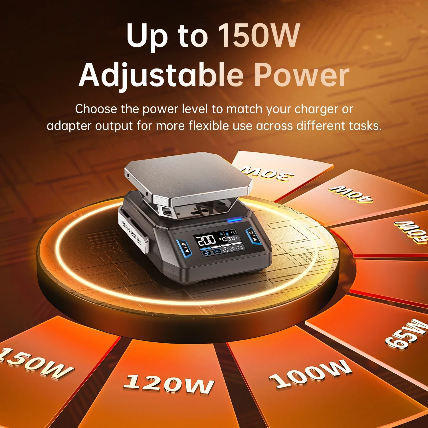 FNIRSI® HT-P1 Mini Hot Plate Dual Mode Reflow & Heating Station, 150W 100–350°C, DC/USB-C PD - Image 4