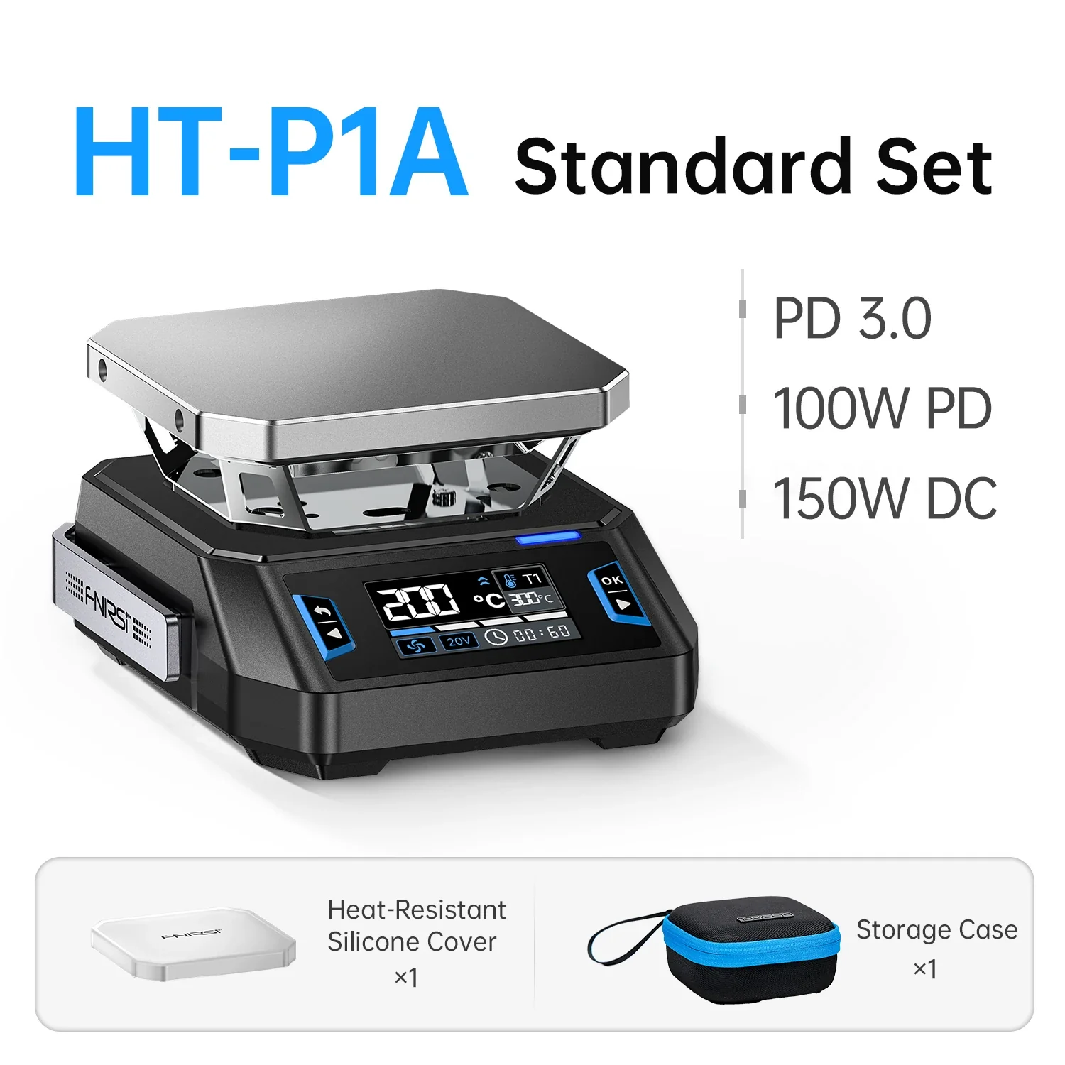 FNIRSI® HT-P1 Mini Hot Plate Dual Mode Reflow & Heating Station, 150W 100–350°C, DC/USB-C PD - Image 8
