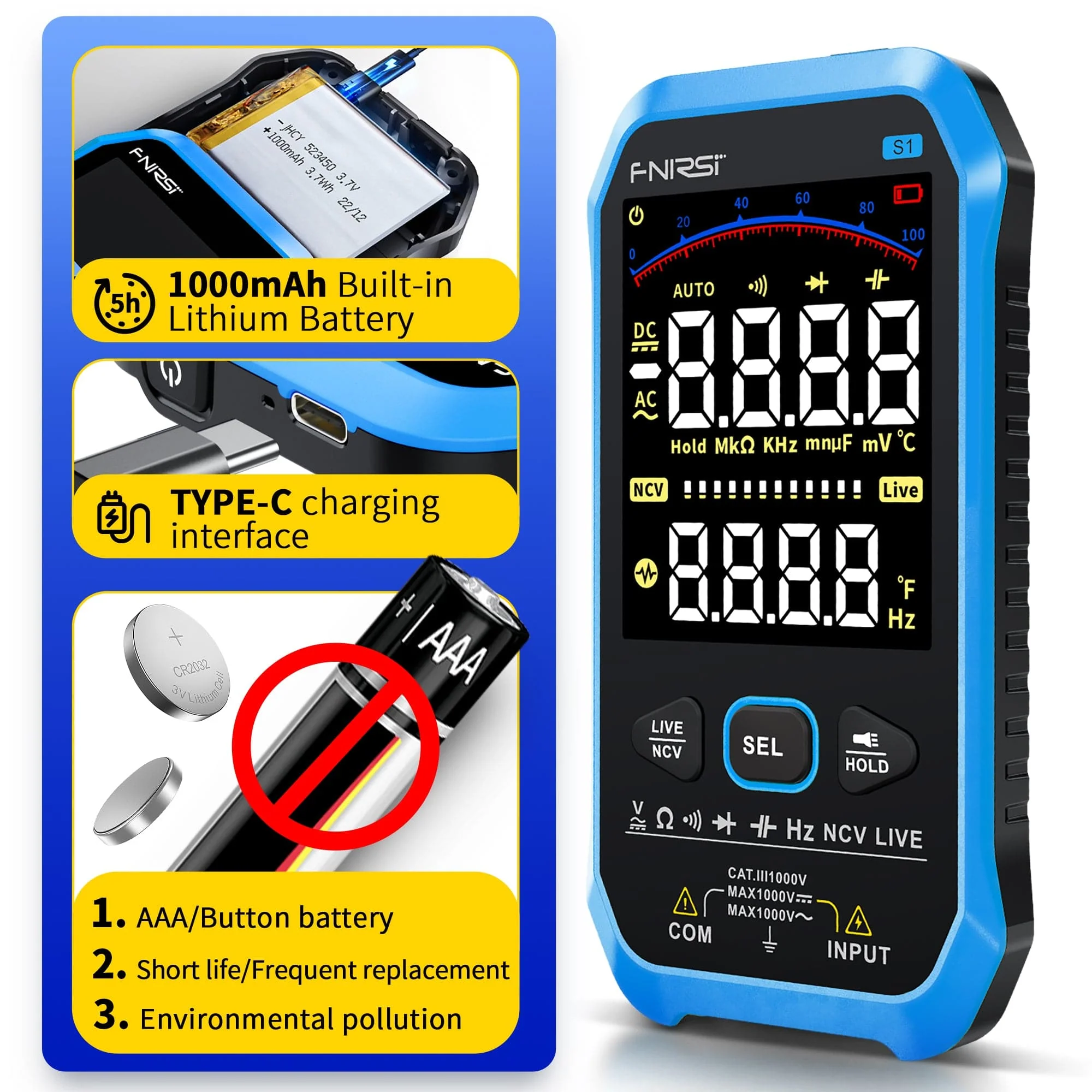FNIRSI® S1 Large Screen Digital Display Smart Multimeter - Image 3