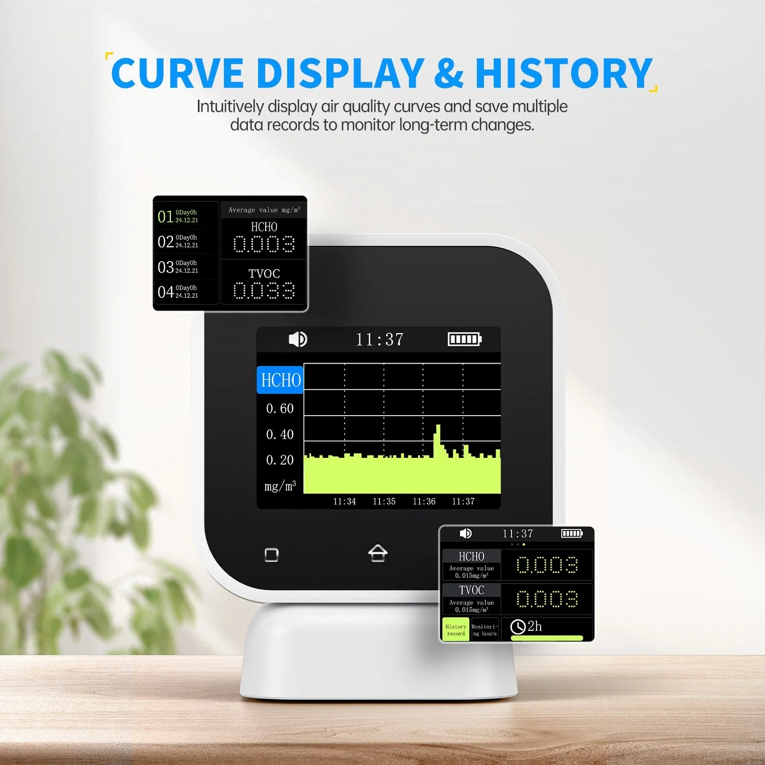 FNIRSI® SFD-02 4-IN-1 Indoor Air Quality Monitor Touchscreen Formaldehyde Detector HCHO TVOC Tester - Image 9