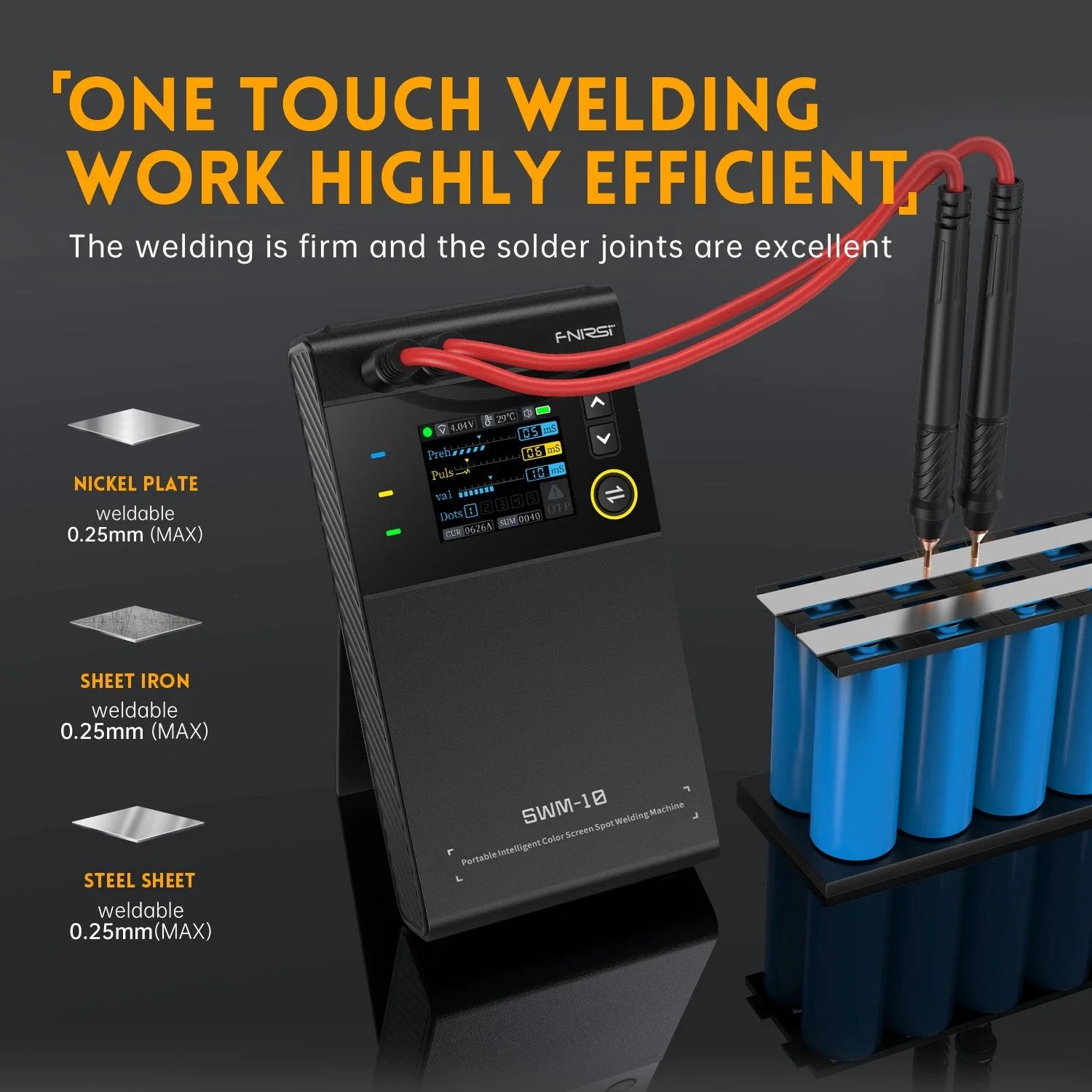 FNIRSI® SWM-10 Portable Intelligent Color Screen Spot Welding Machine - Image 4