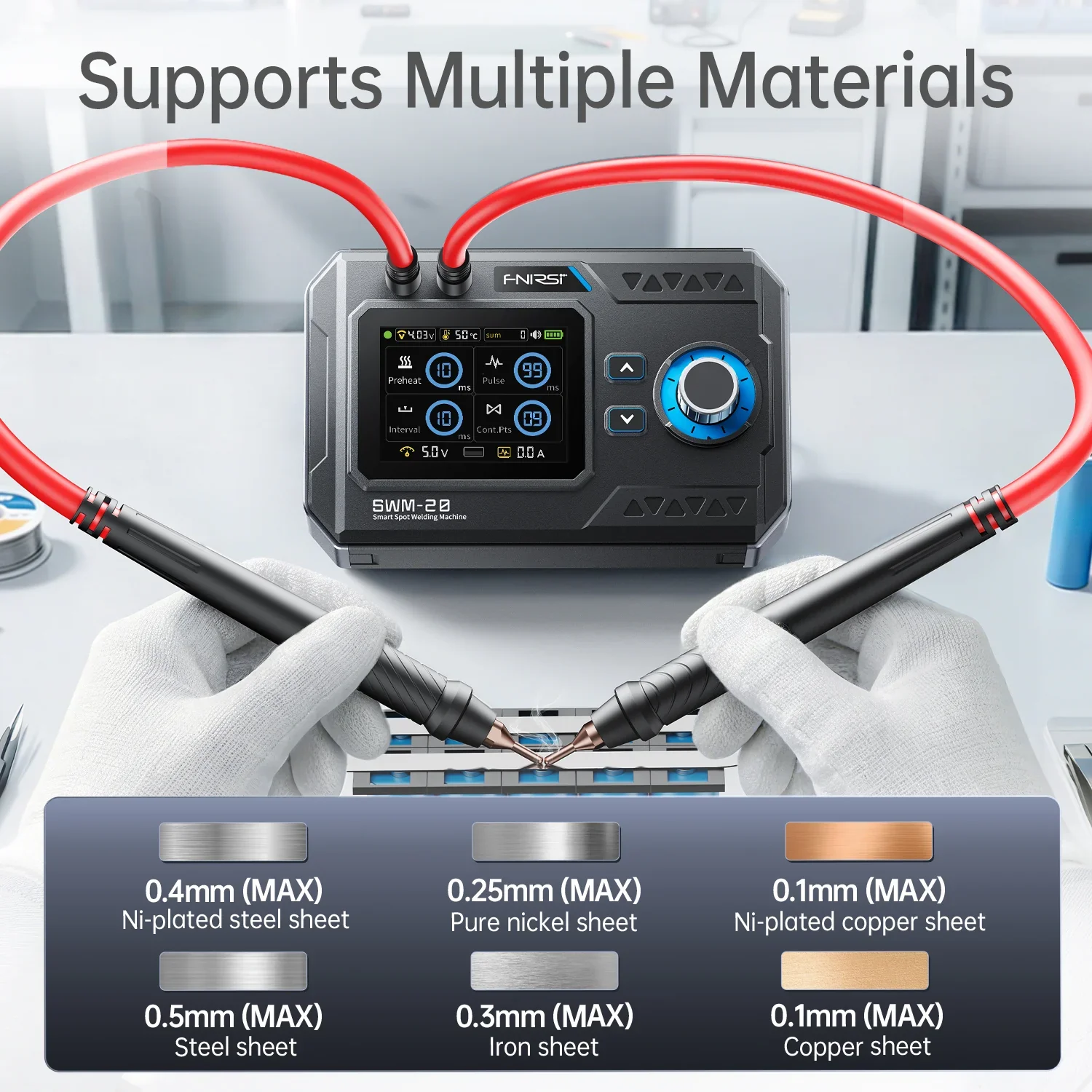 FNIRSI® SWM-20 1200A Dual-Pulse 2-in-1 Portable Battery Spot Welder - Image 3