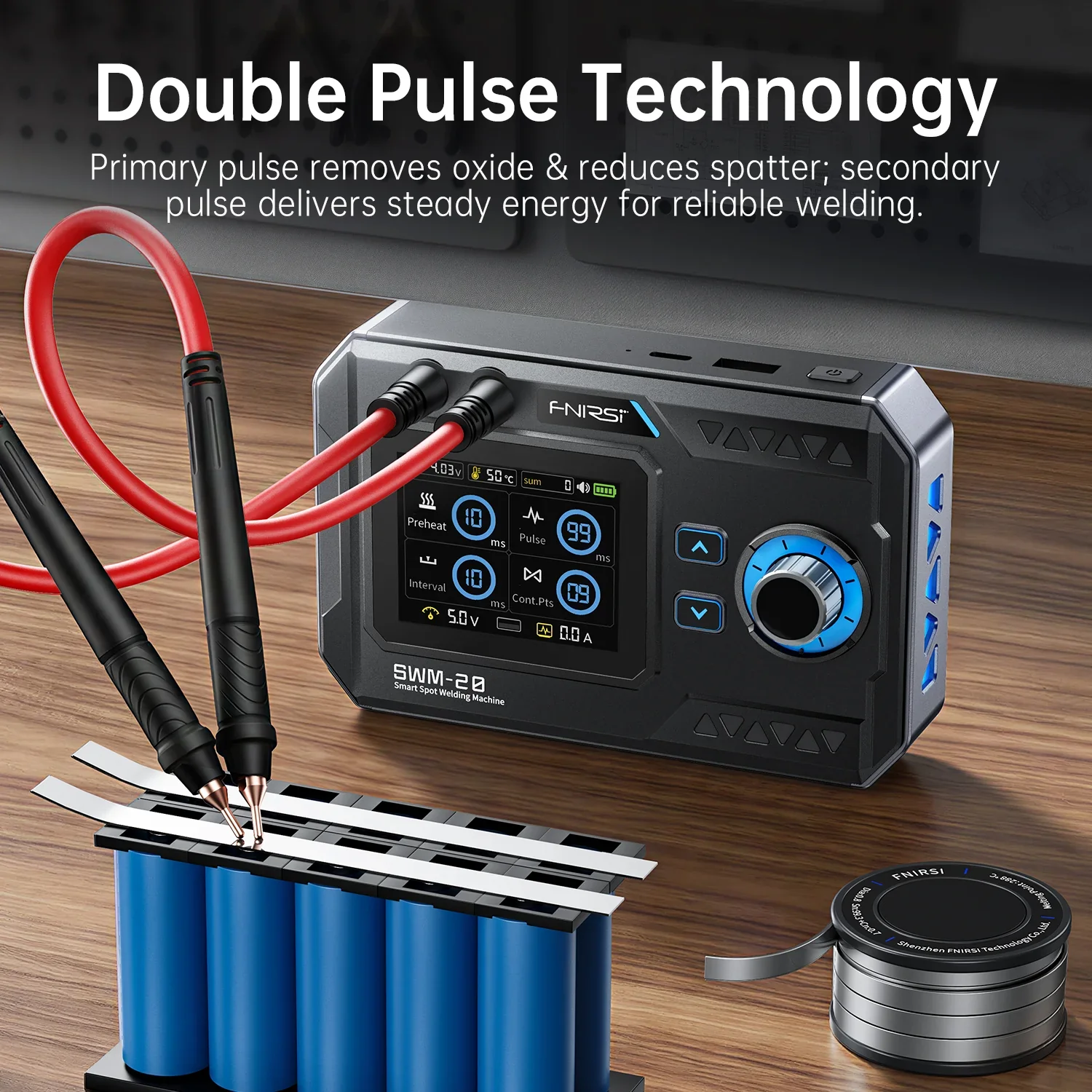 FNIRSI® SWM-20 1200A Dual-Pulse 2-in-1 Portable Battery Spot Welder - Image 5
