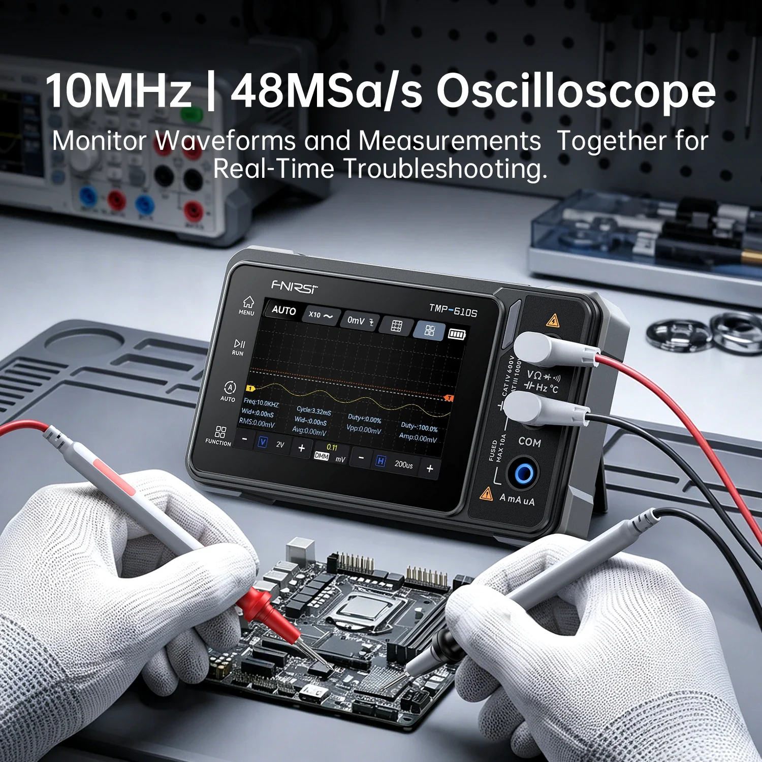 FNIRSI® TMP-610S 3-in-1 Digital Multimeter DSO DDS Generator 60,000 Counts TRMS Bluetooth App Sync - Image 7