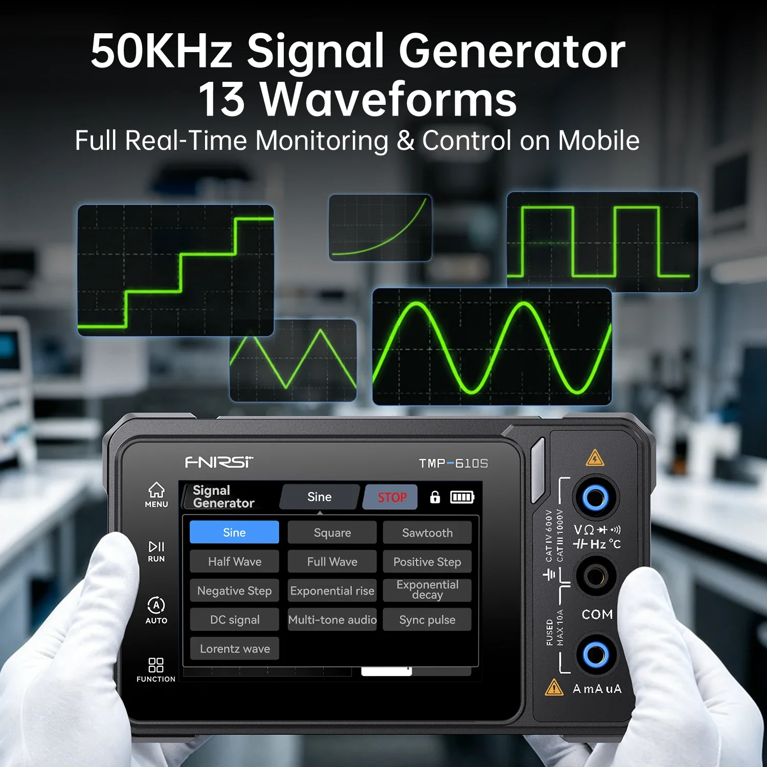 FNIRSI® TMP-610S 3-in-1 Digital Multimeter DSO DDS Generator 60,000 Counts TRMS Bluetooth App Sync - Image 8
