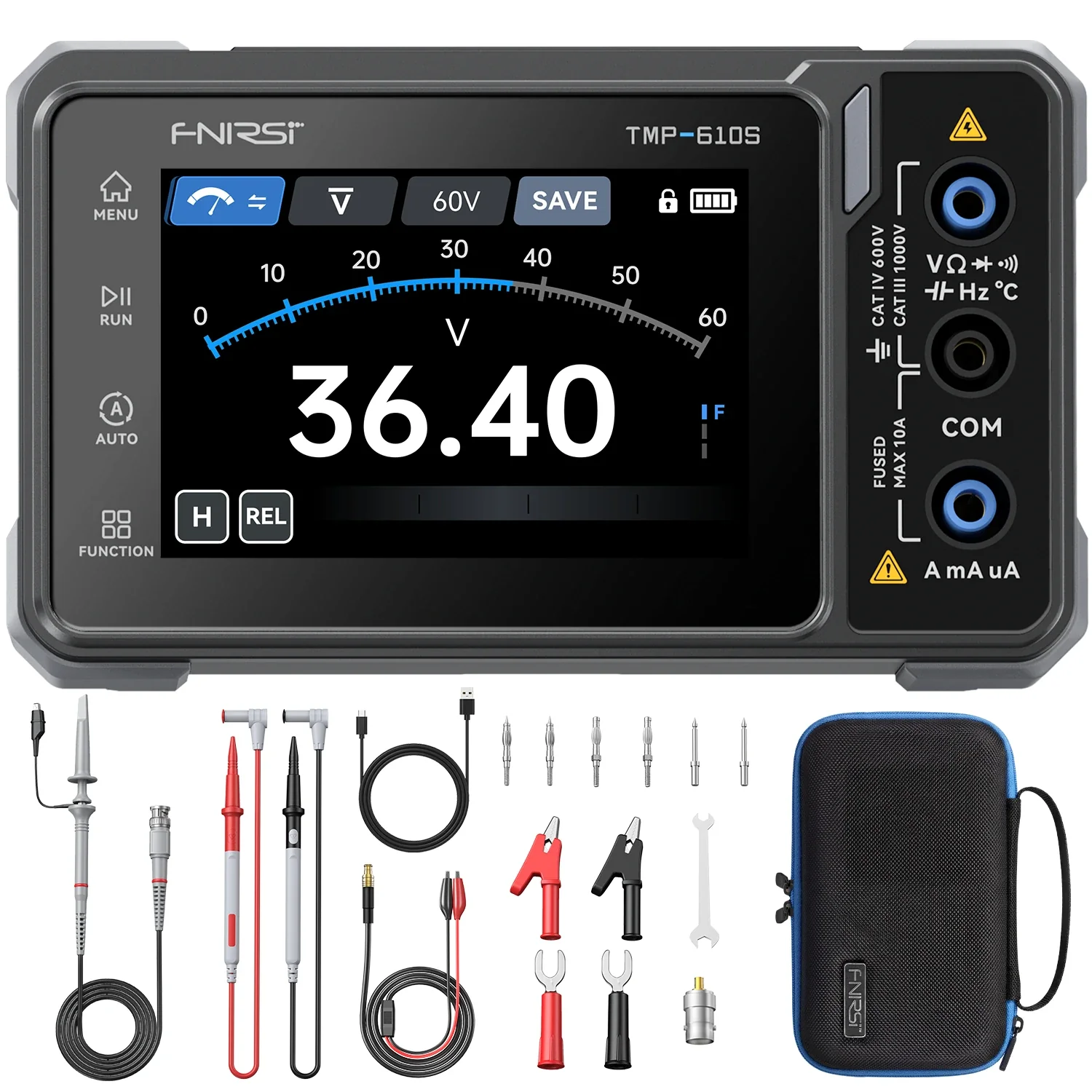 FNIRSI® TMP-610S 3-in-1 Digital Multimeter DSO DDS Generator 60,000 Counts TRMS Bluetooth App Sync - Image 9
