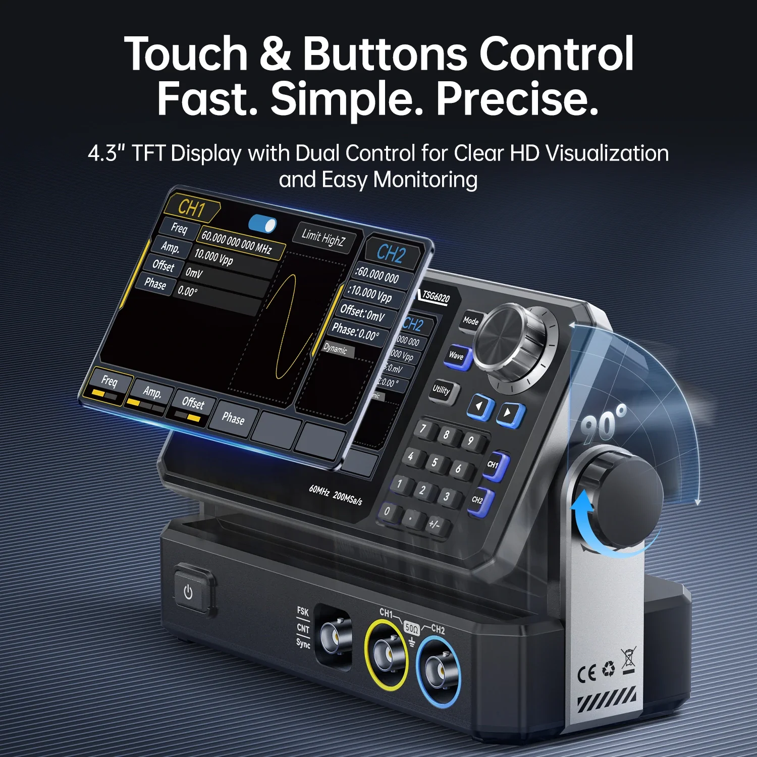 FNIRSI® TSG6020/TSG3020 2CH 200MSa/s Function Signal Generator - Image 7